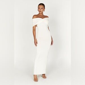 Meshki Off-Shoulder Cream Dress
